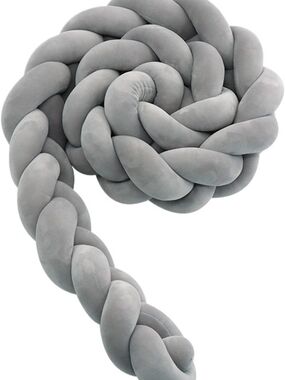 Plush Braided Knot Cushion - Soft Light Gray